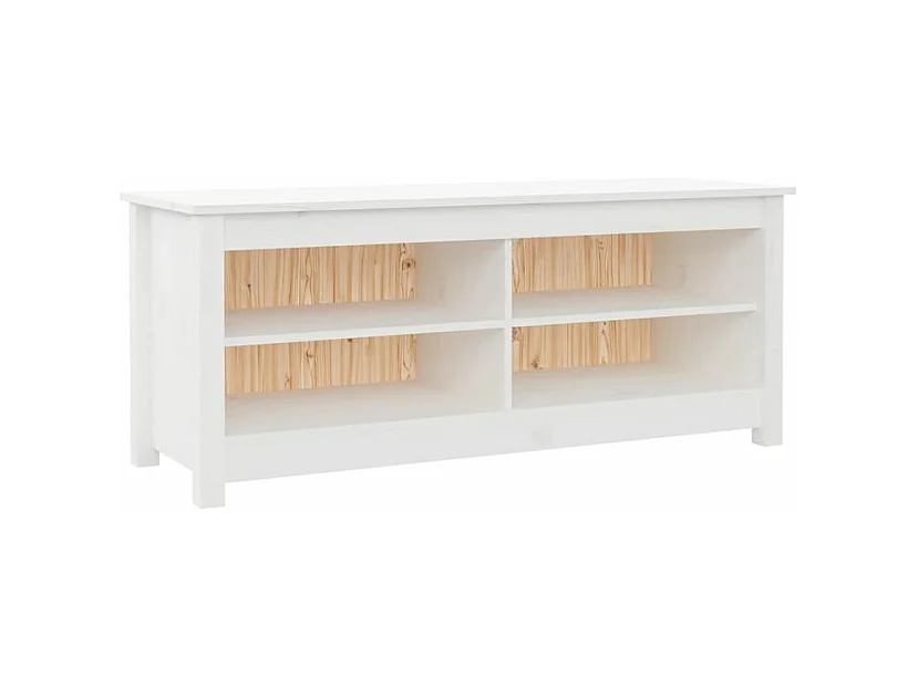 Banc à chaussures en bois massif Klouda – Élégant et fonctionnel-Couleur Blanc-Largeur 110 cm