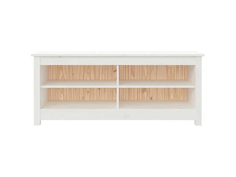 Banc à chaussures en bois massif Klouda – Élégant et fonctionnel-Couleur Blanc-Largeur 110 cm