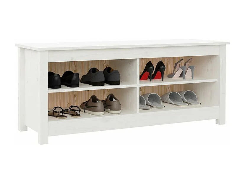 Banc à chaussures en bois massif Klouda – Élégant et fonctionnel-Couleur Blanc-Largeur 110 cm
