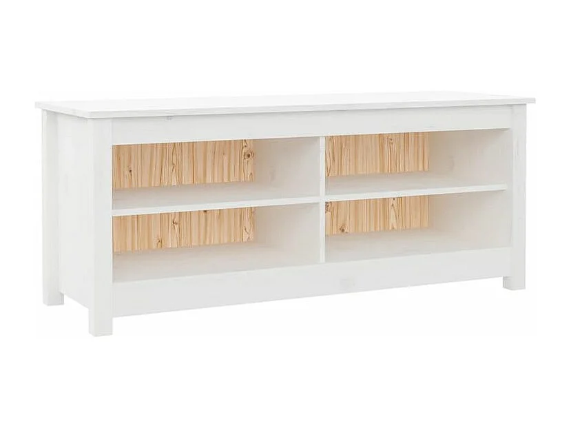 Banc à chaussures en bois massif Klouda – Élégant et fonctionnel-Couleur Blanc-Largeur 110 cm