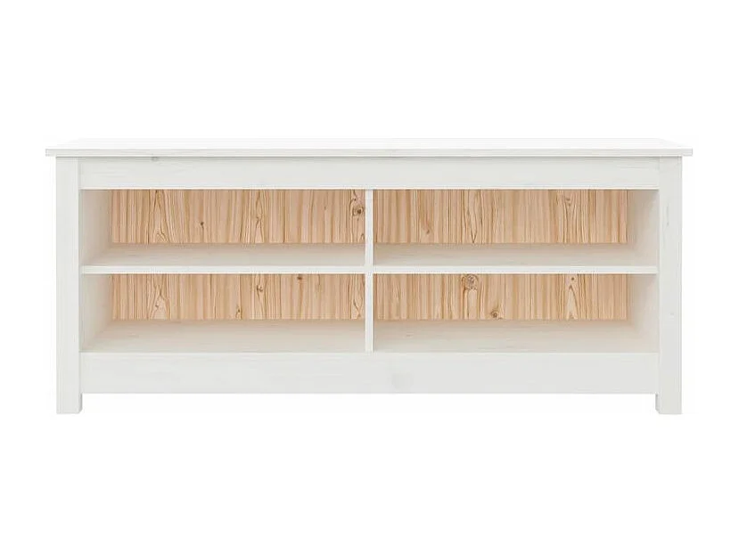 Banc à chaussures en bois massif Klouda – Élégant et fonctionnel-Couleur Blanc-Largeur 110 cm