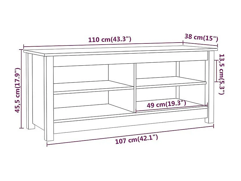 Banc à chaussures en bois massif Klouda – Élégant et fonctionnel-Couleur Blanc-Largeur 110 cm