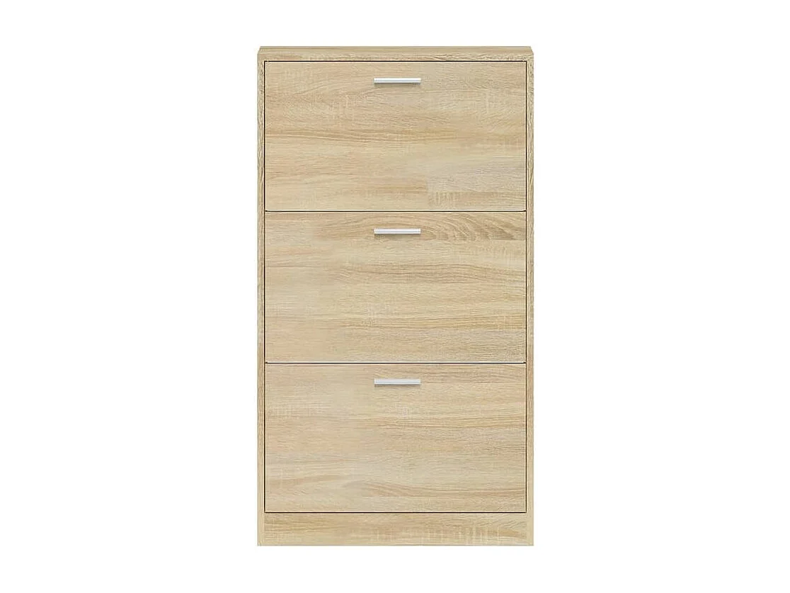 Armoire à chaussures en bois Puerto L59xH108xP17 – 3 portes rabattables-Couleur Chêne clair