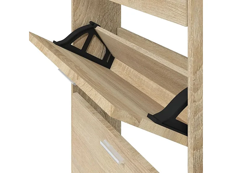 Armoire à chaussures en bois Puerto L59xH108xP17 – 3 portes rabattables-Couleur Chêne clair