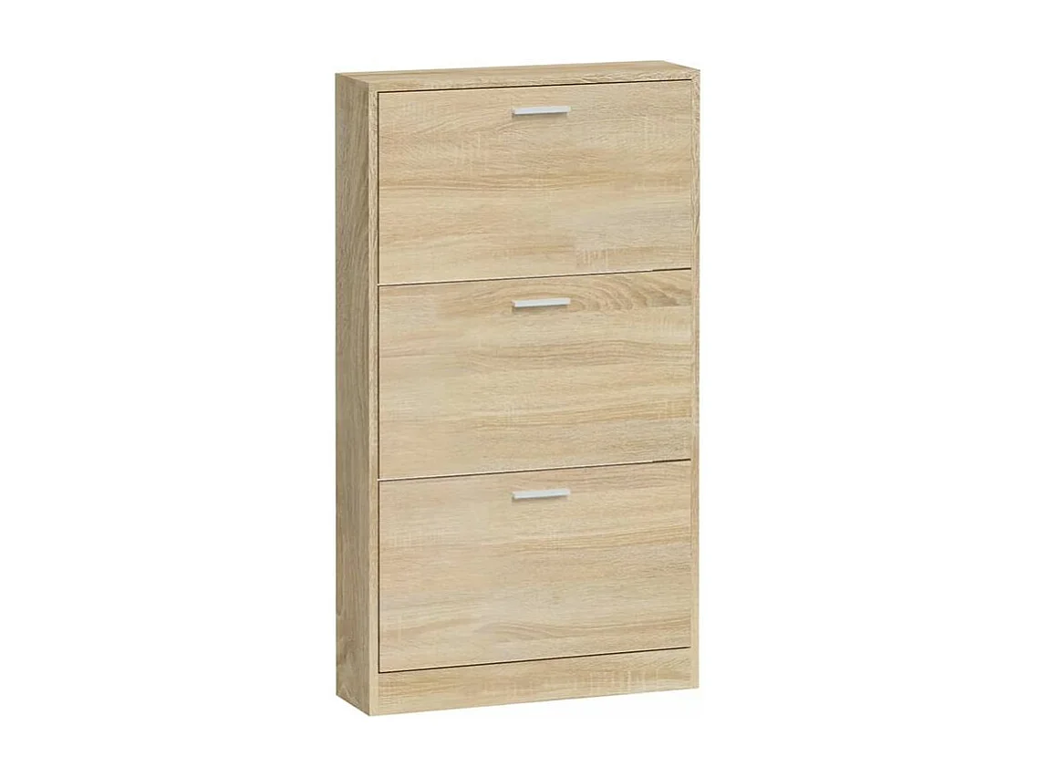 Armoire à chaussures en bois Puerto L59xH108xP17 – 3 portes rabattables-Couleur Chêne clair