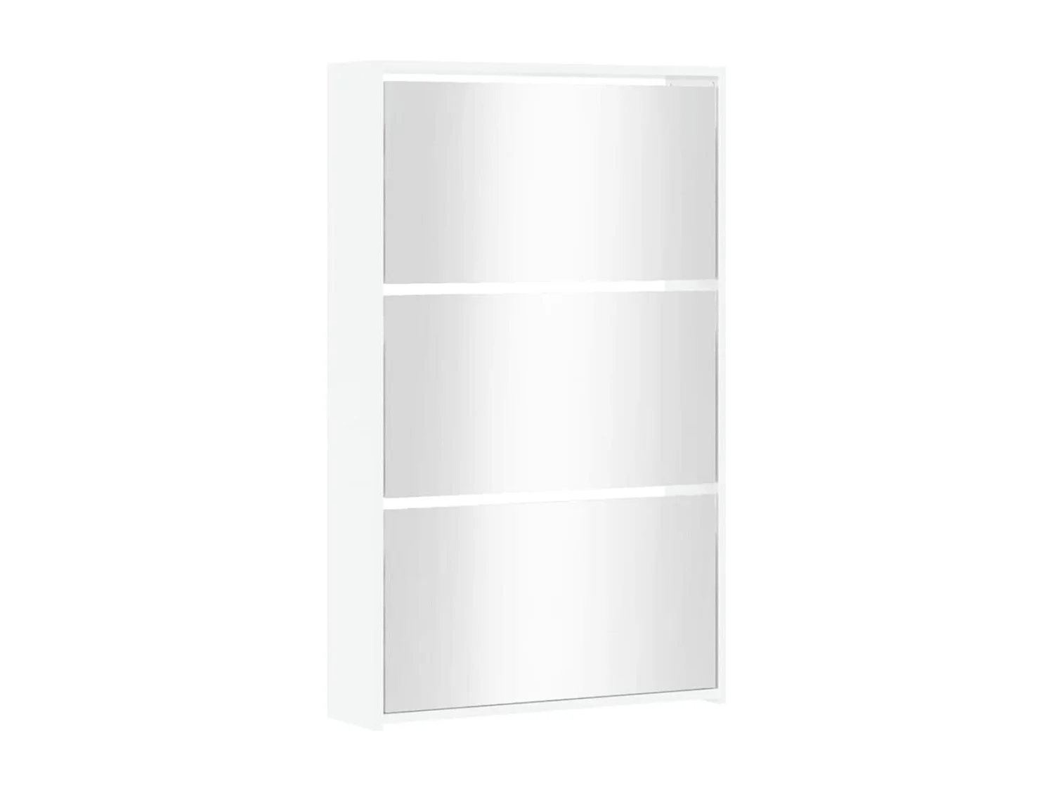 Armoire à chaussures 3 portes rabattables avec miroir Ranka H 102cm – Design moderne et élégant-Couleur Blanc brillant