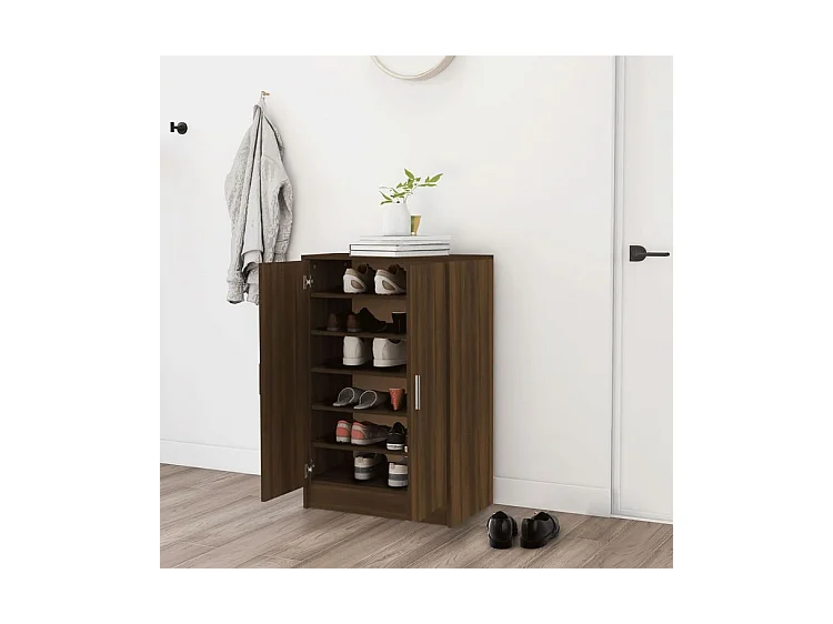 Meuble à chaussures Chêne marron 60x35x92 Bois d'ingénierie
