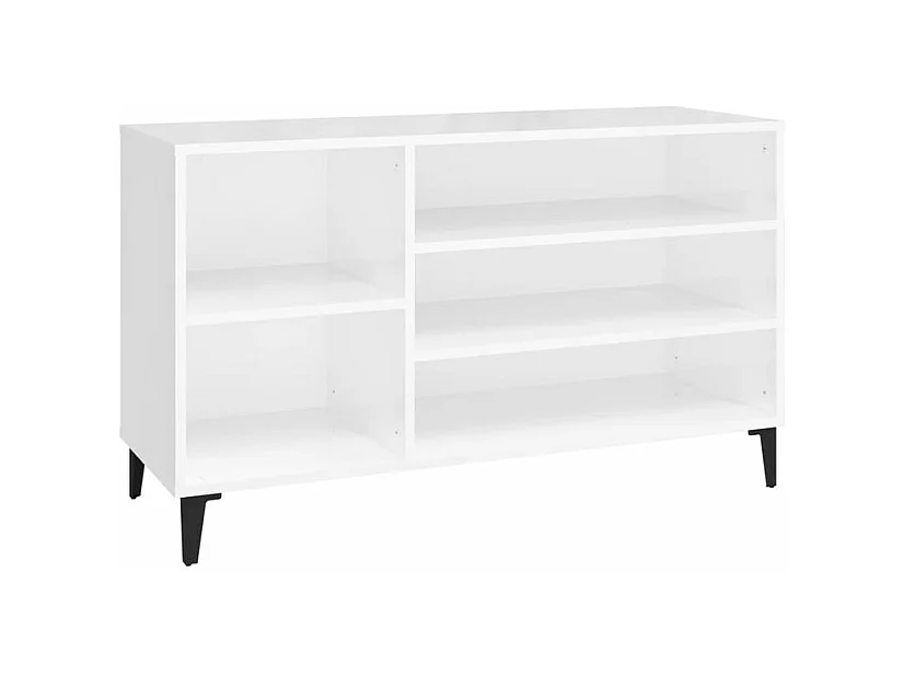 Meuble à chaussures Briko – Style et rangement optimal-Couleur Blanc brillant-Modèle de pieds Noir fin