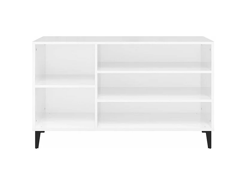 Meuble à chaussures Briko – Style et rangement optimal-Couleur Blanc brillant-Modèle de pieds Noir fin