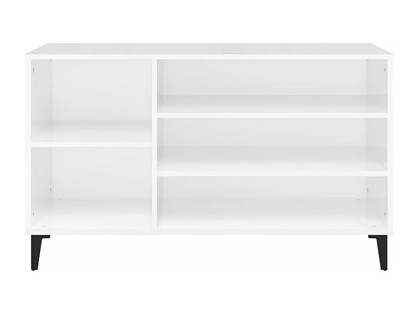 Meuble à chaussures Briko – Style et rangement optimal-Couleur Blanc brillant-Modèle de pieds Noir fin