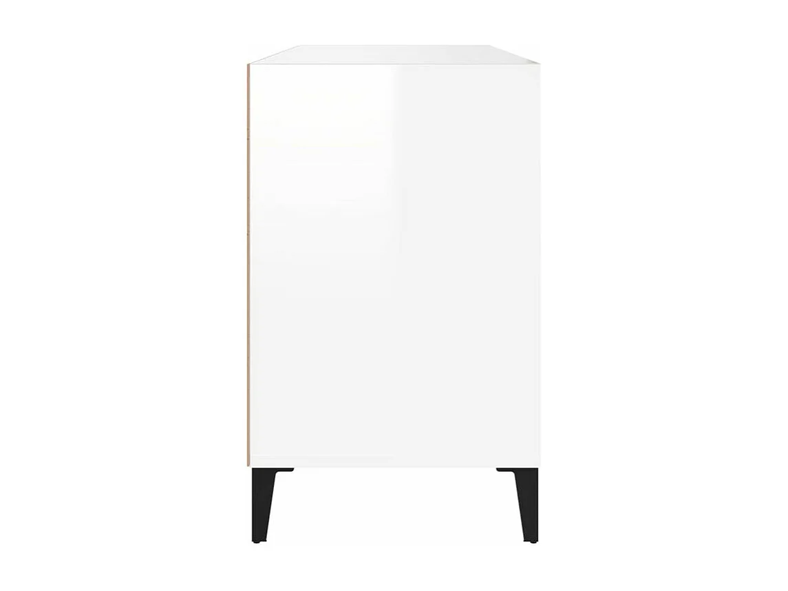 Meuble à chaussures Briko – Style et rangement optimal-Couleur Blanc brillant-Modèle de pieds Noir fin