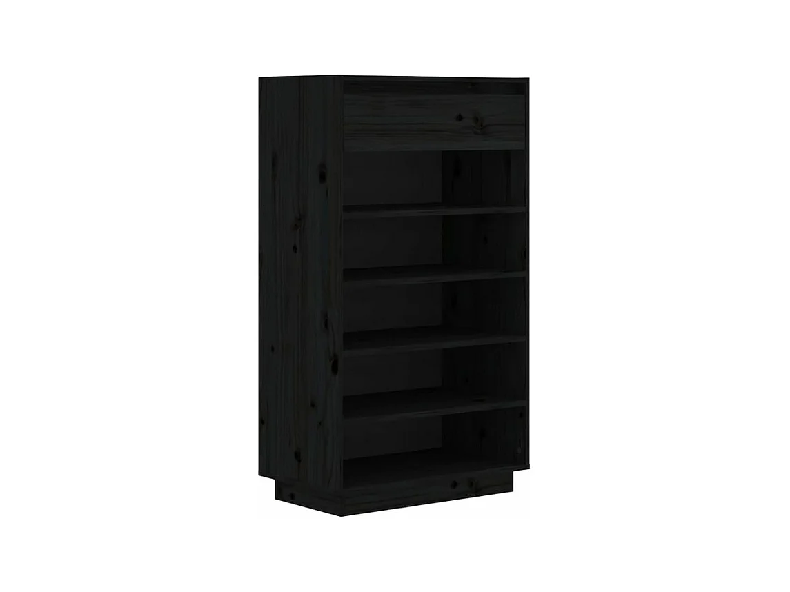 Armoire à chaussures Noir 60x34x105 Bois de pin massif
