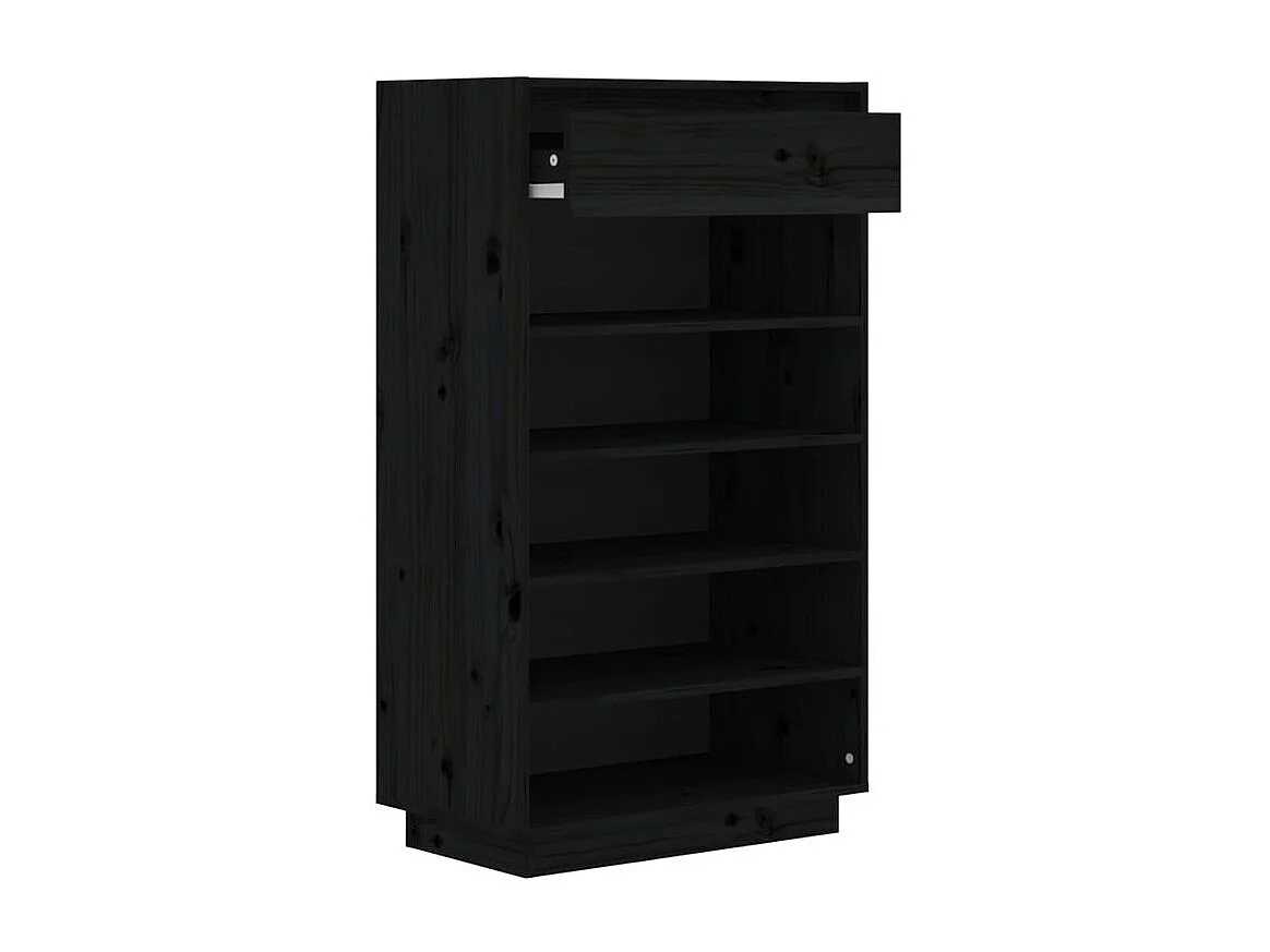 Armoire à chaussures Noir 60x34x105 Bois de pin massif
