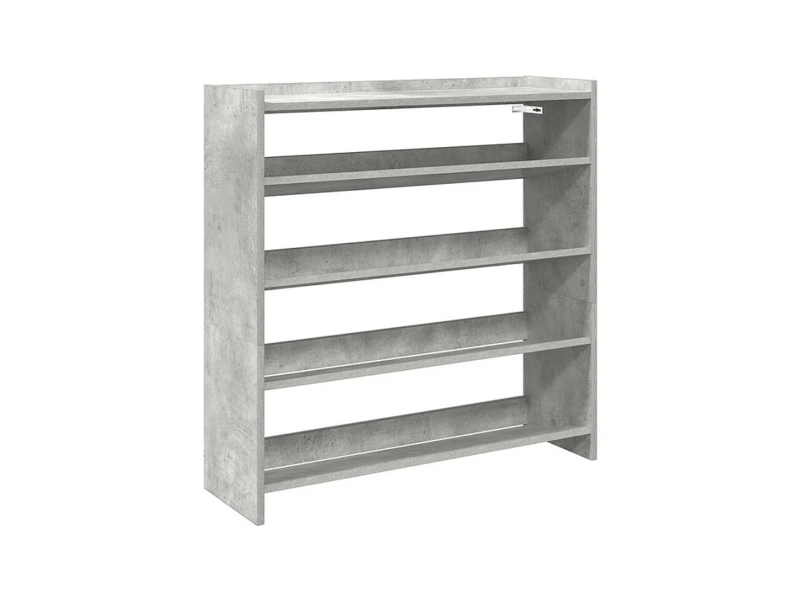 Étagère à chaussures en bois Manda L 80 x H 81cm - Rangement 5 niveaux-Couleur Gris béton