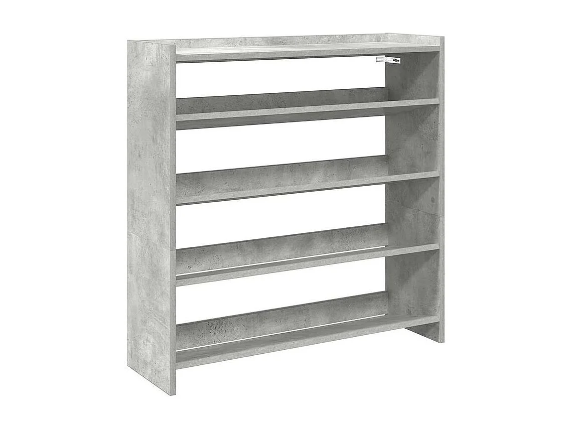 Étagère à chaussures en bois Manda L 80 x H 81cm - Rangement 5 niveaux-Couleur Gris béton