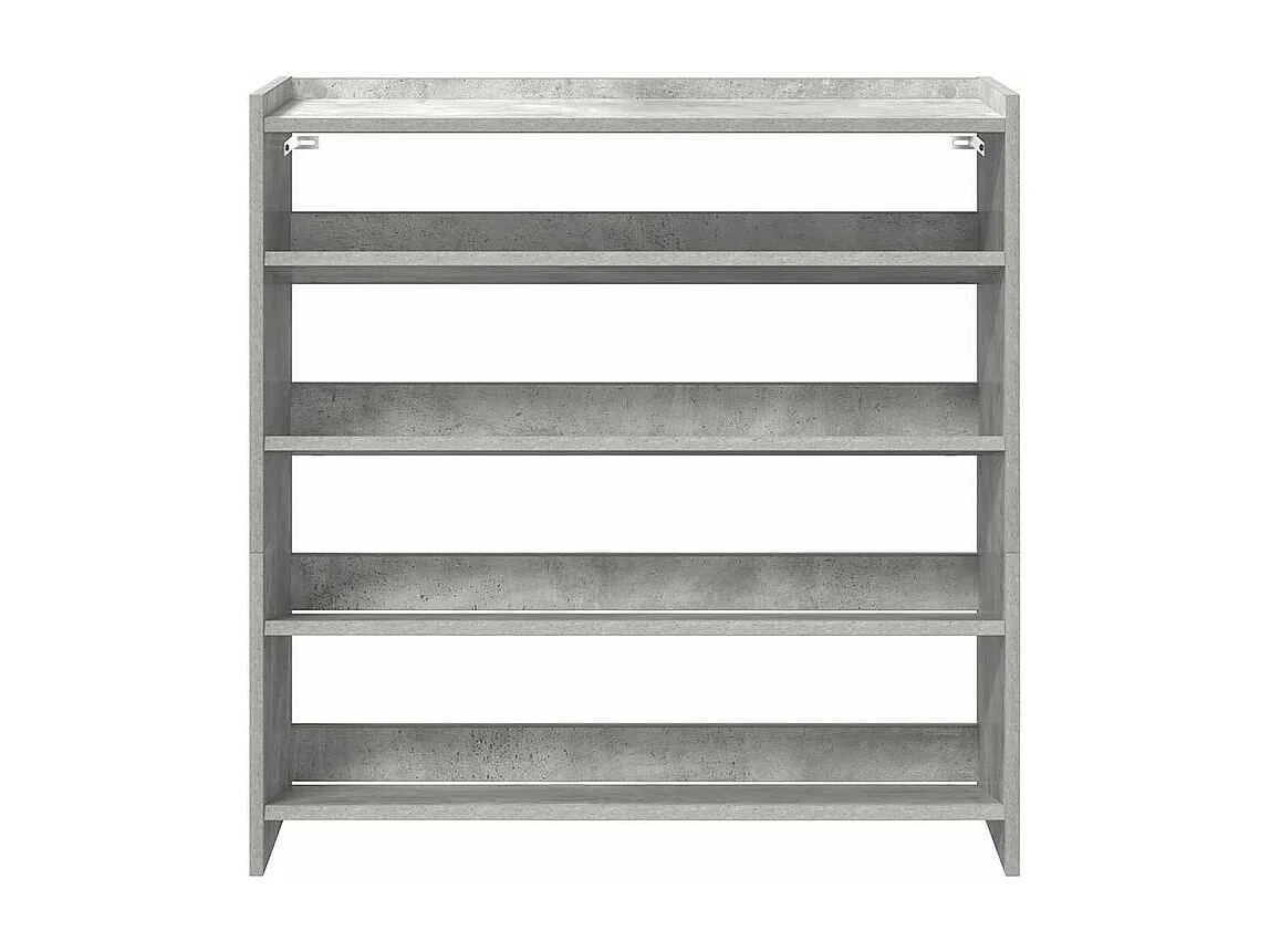 Étagère à chaussures en bois Manda L 80 x H 81cm - Rangement 5 niveaux-Couleur Gris béton