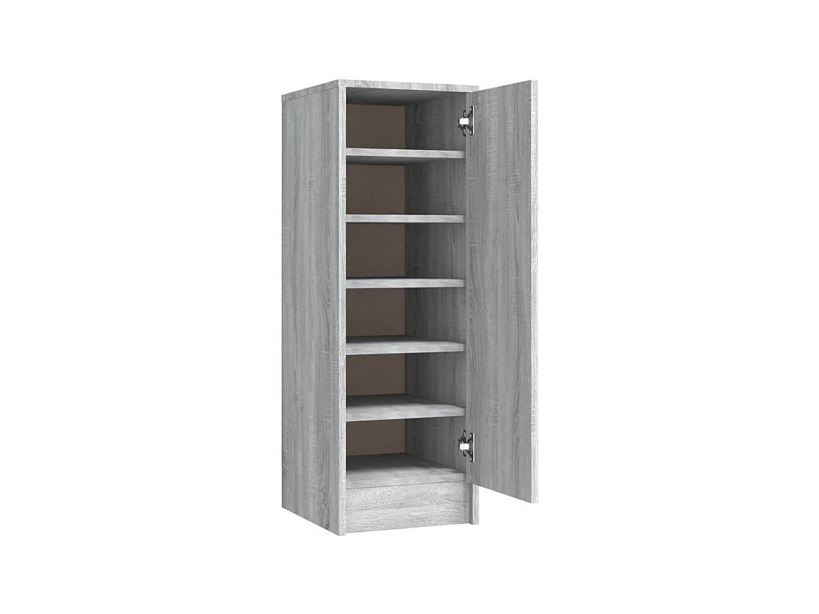 Armoire à chaussures en bois Kompo L32xP35xH92 - Sobre et discréte-Couleur Chêne gris