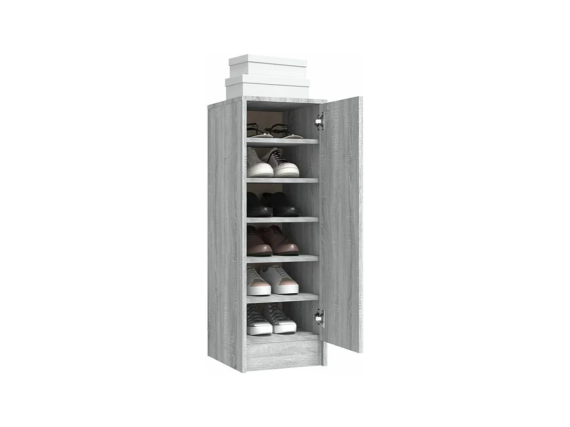 Armoire à chaussures en bois Kompo L32xP35xH92 - Sobre et discréte-Couleur Chêne gris