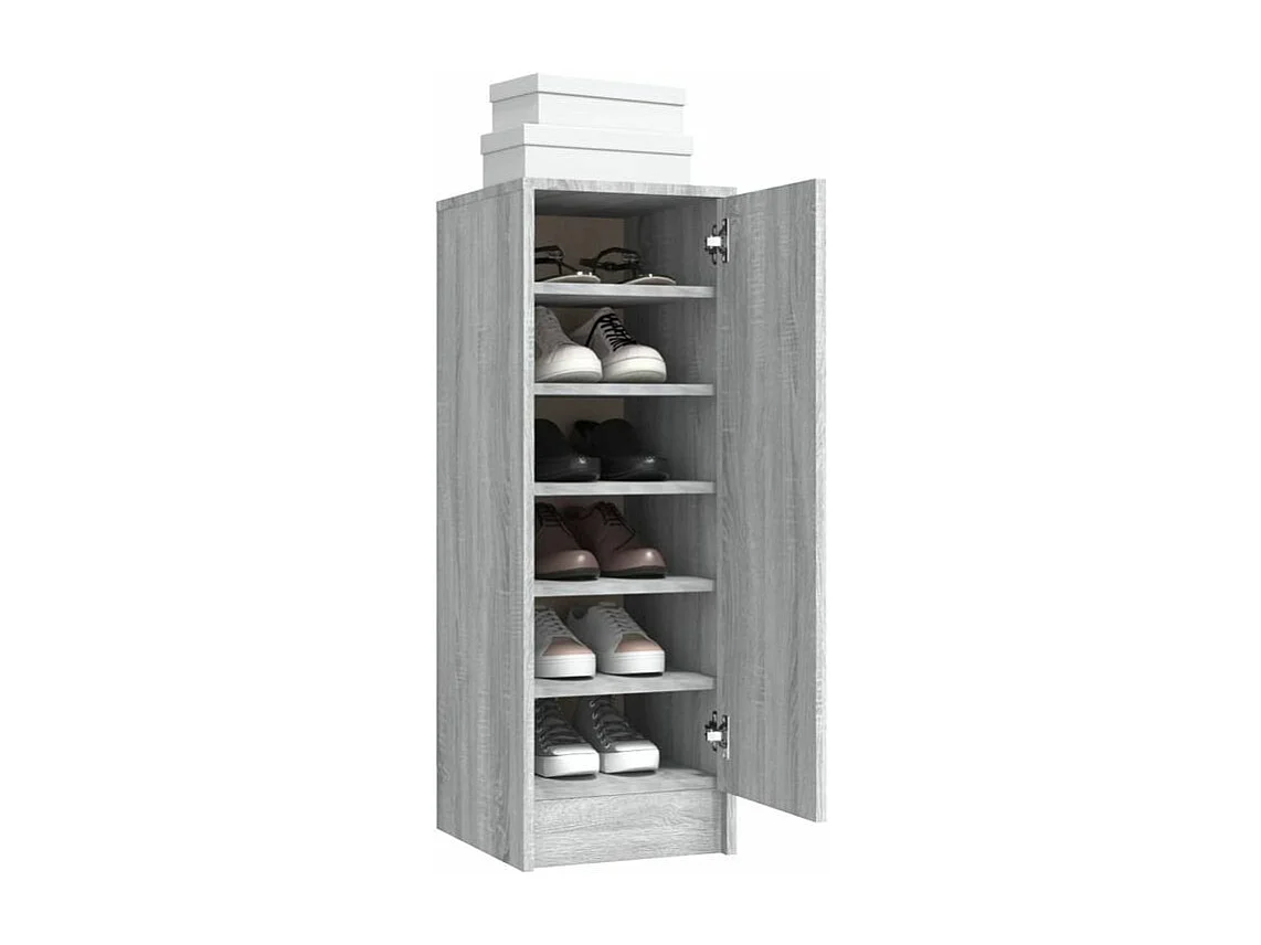 Armoire à chaussures en bois Kompo L32xP35xH92 - Sobre et discréte-Couleur Chêne gris