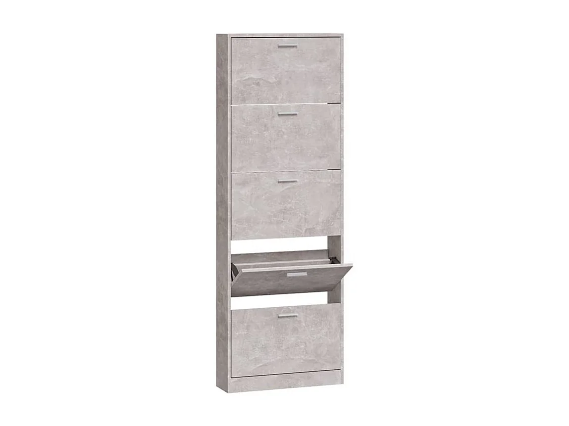 Armoire à chaussures en bois Puerto L59xH169xP17 – 5 portes rabattables-Couleur Gris béton