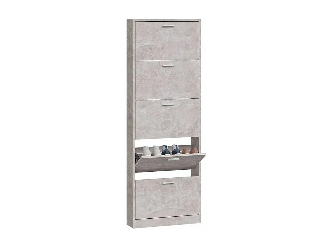 Armoire à chaussures en bois Puerto L59xH169xP17 – 5 portes rabattables-Couleur Gris béton
