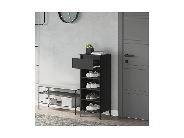 Étagère à chaussures Noir 40x36x105 Bois d'ingénierie