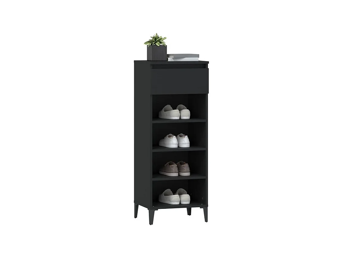 Étagère à chaussures Noir 40x36x105 Bois d'ingénierie