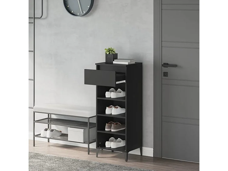 Étagère à chaussures Noir 40x36x105 Bois d'ingénierie