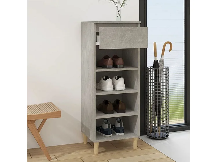 Armoire à chaussures Gris béton 40x36x105 Bois d'ingénierie