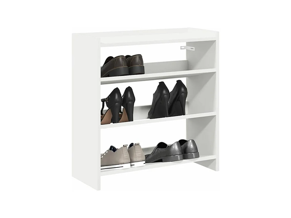 Étagère à chaussures en bois Manda L 60 x H 62cm - Rangement 3 niveaux-Couleur Blanc