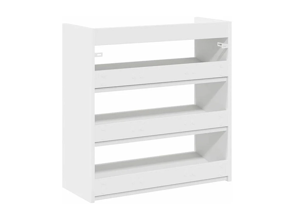 Étagère à chaussures en bois Manda L 60 x H 62cm - Rangement 3 niveaux-Couleur Blanc