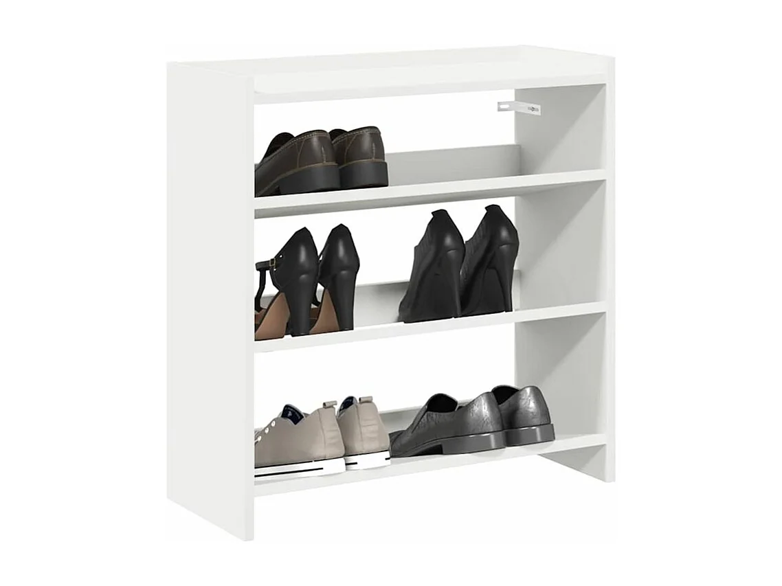 Étagère à chaussures en bois Manda L 60 x H 62cm - Rangement 3 niveaux-Couleur Blanc