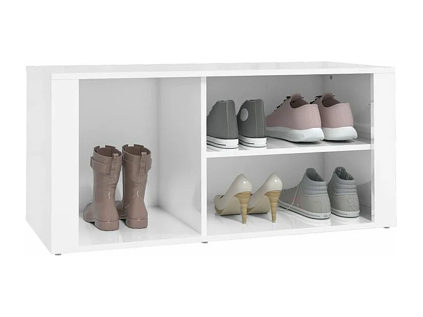 Armoire à chaussure Blanc brillant 100x35x45 Bois ingénierie