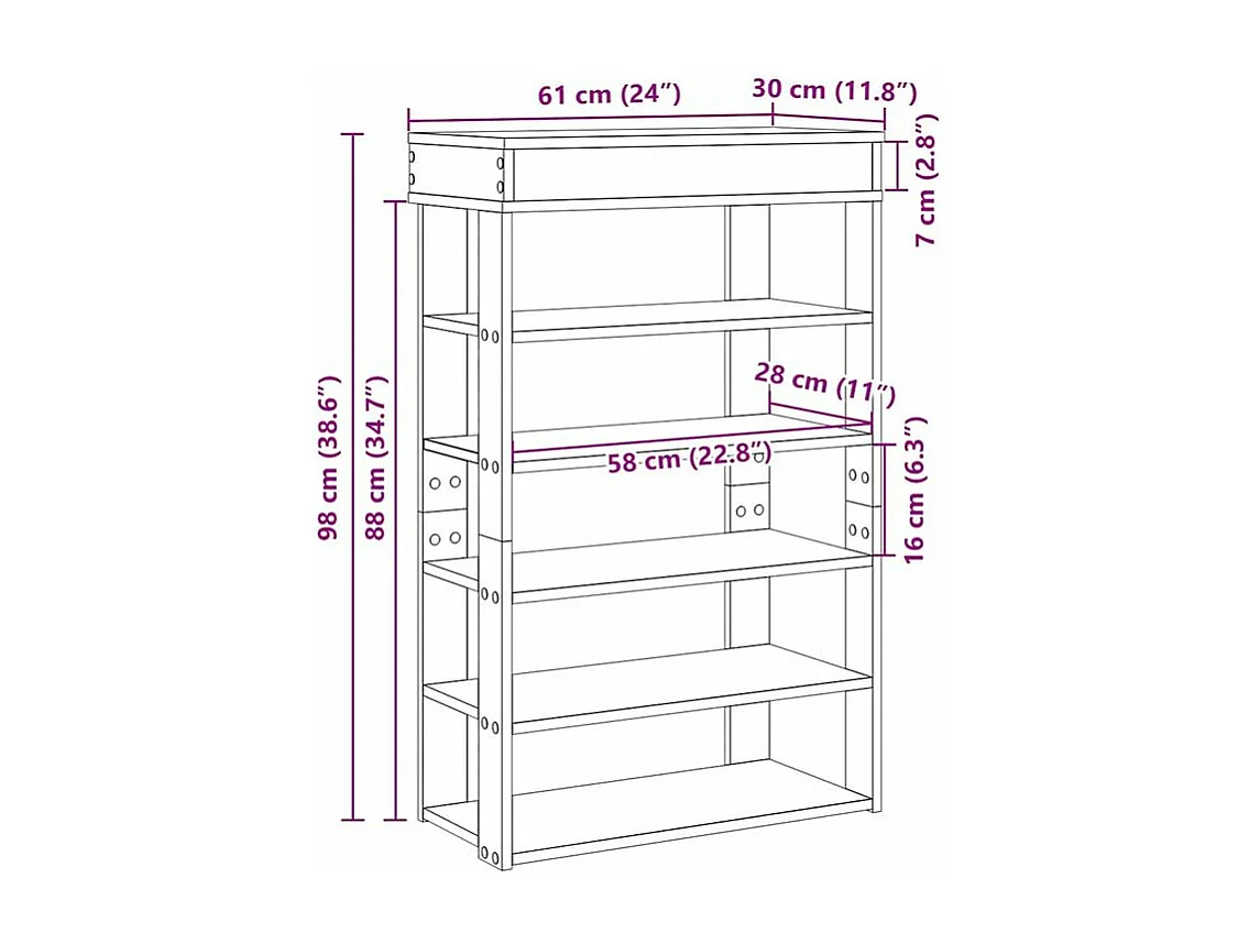Étagère à chaussures sonoma gris 60x30x98 bois d'ingénierie