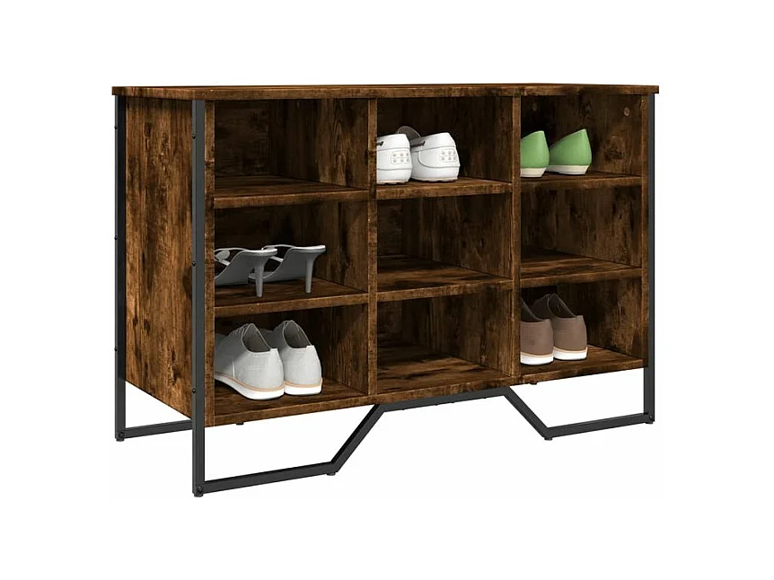 Armoire à chaussures chêne fumé 90x38x61,5 bois d'ingénierie