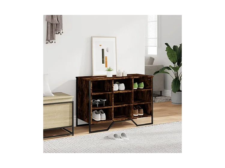 Armoire à chaussures chêne fumé 90x38x61,5 bois d'ingénierie