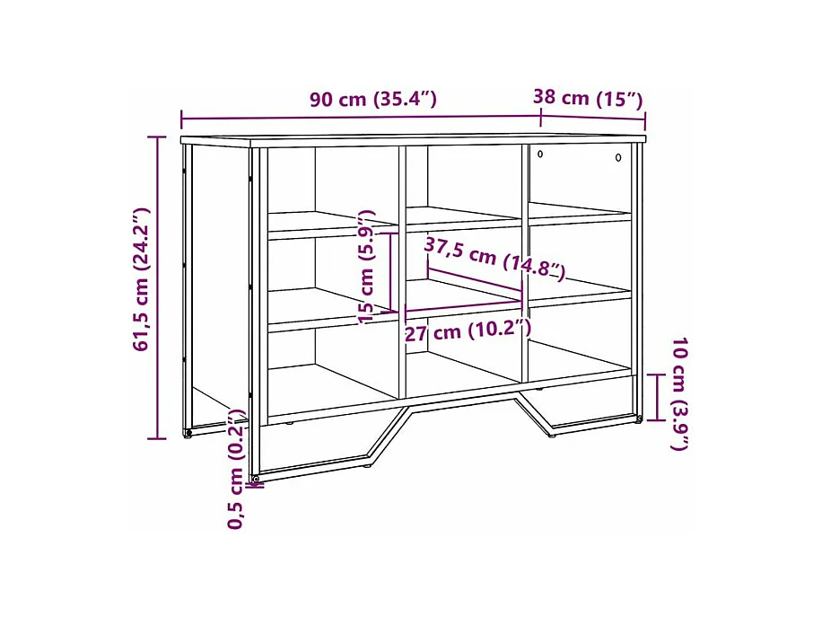Armoire à chaussures chêne fumé 90x38x61,5 bois d'ingénierie
