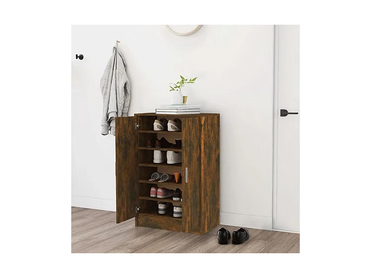 Meuble à chaussures Chêne fumé 60x35x92 Bois d'ingénierie