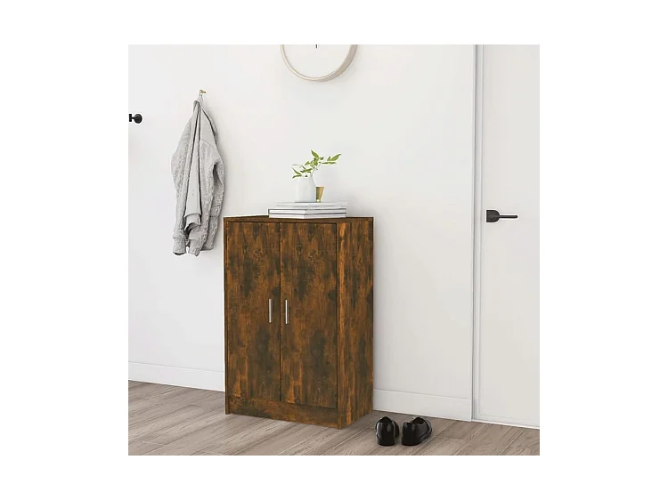 Meuble à chaussures Chêne fumé 60x35x92 Bois d'ingénierie