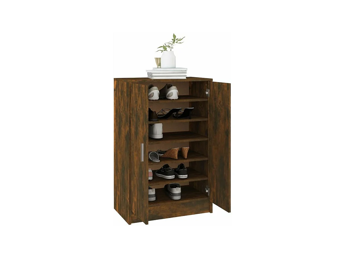 Meuble à chaussures Chêne fumé 60x35x92 Bois d'ingénierie