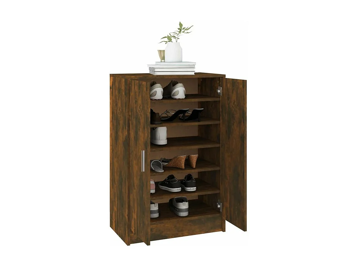 Meuble à chaussures Chêne fumé 60x35x92 Bois d'ingénierie
