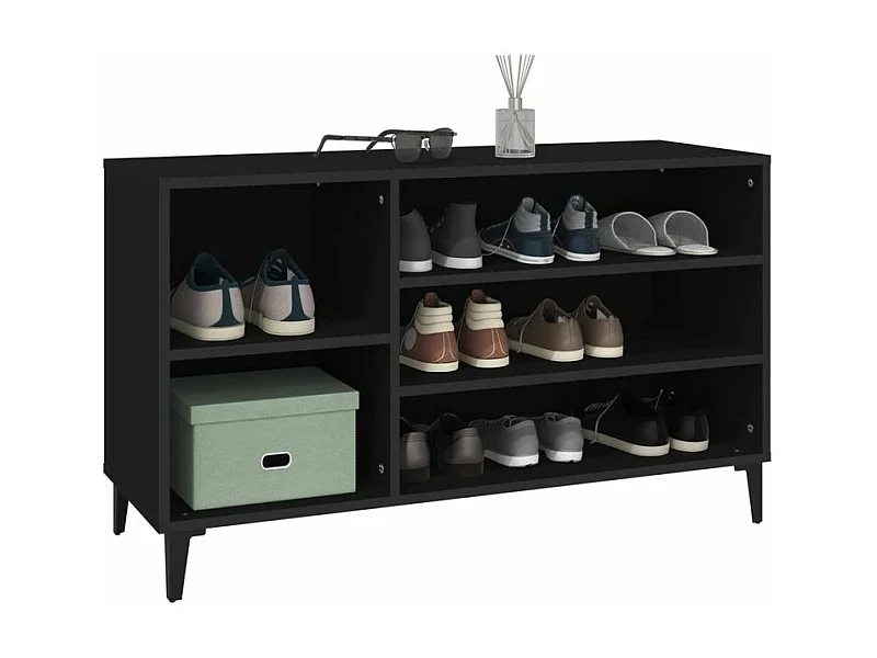 Meuble à chaussures Briko – Style et rangement optimal-Couleur Noir-Modèle de pieds Noir fin