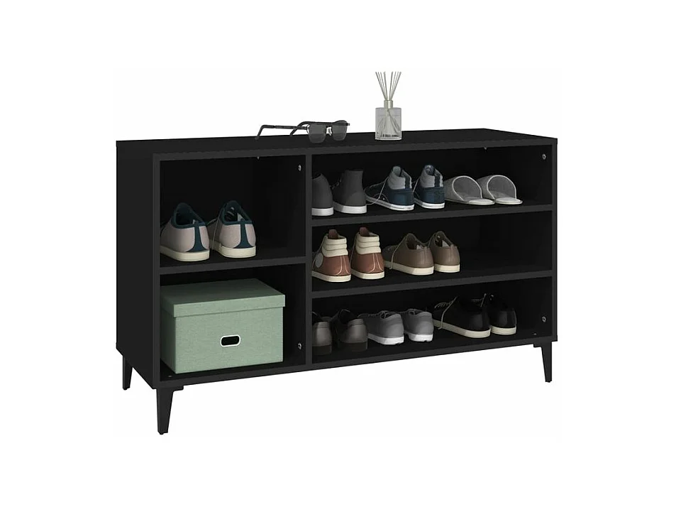 Meuble à chaussures Briko – Style et rangement optimal-Couleur Noir-Modèle de pieds Noir fin