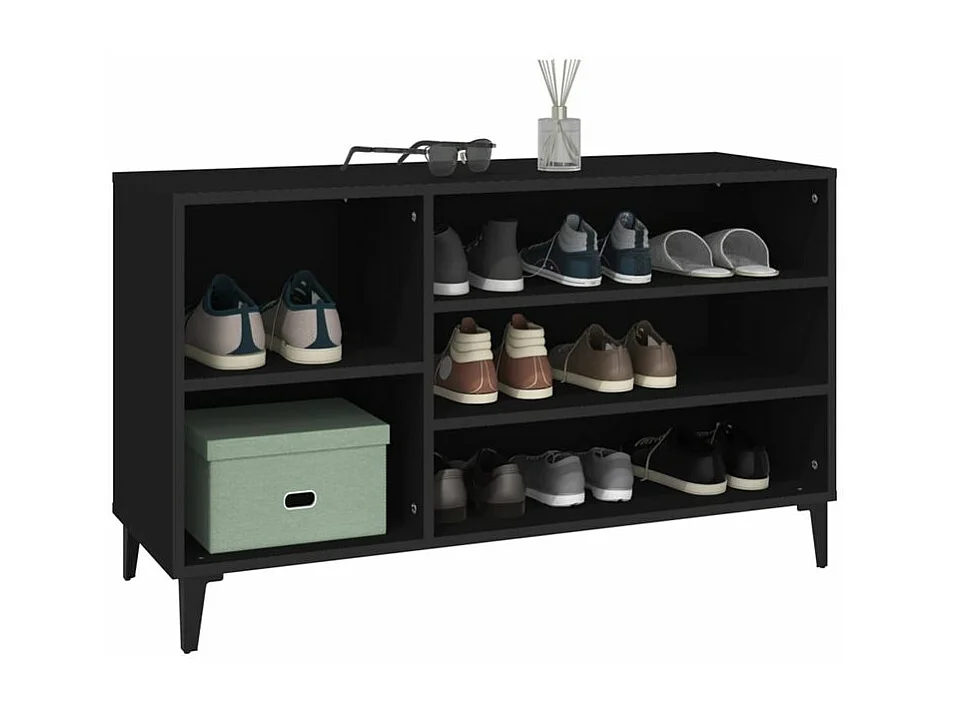 Meuble à chaussures Briko – Style et rangement optimal-Couleur Noir-Modèle de pieds Noir fin