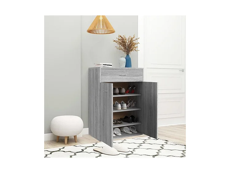 Armoire à chaussures Sonoma gris 60x35x84 Bois d'ingénierie