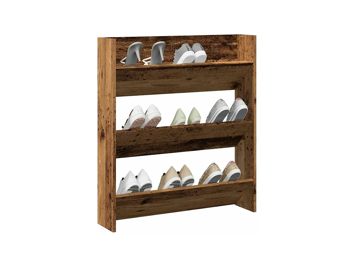 Armoire à chaussures murale vieux bois 80x18x90