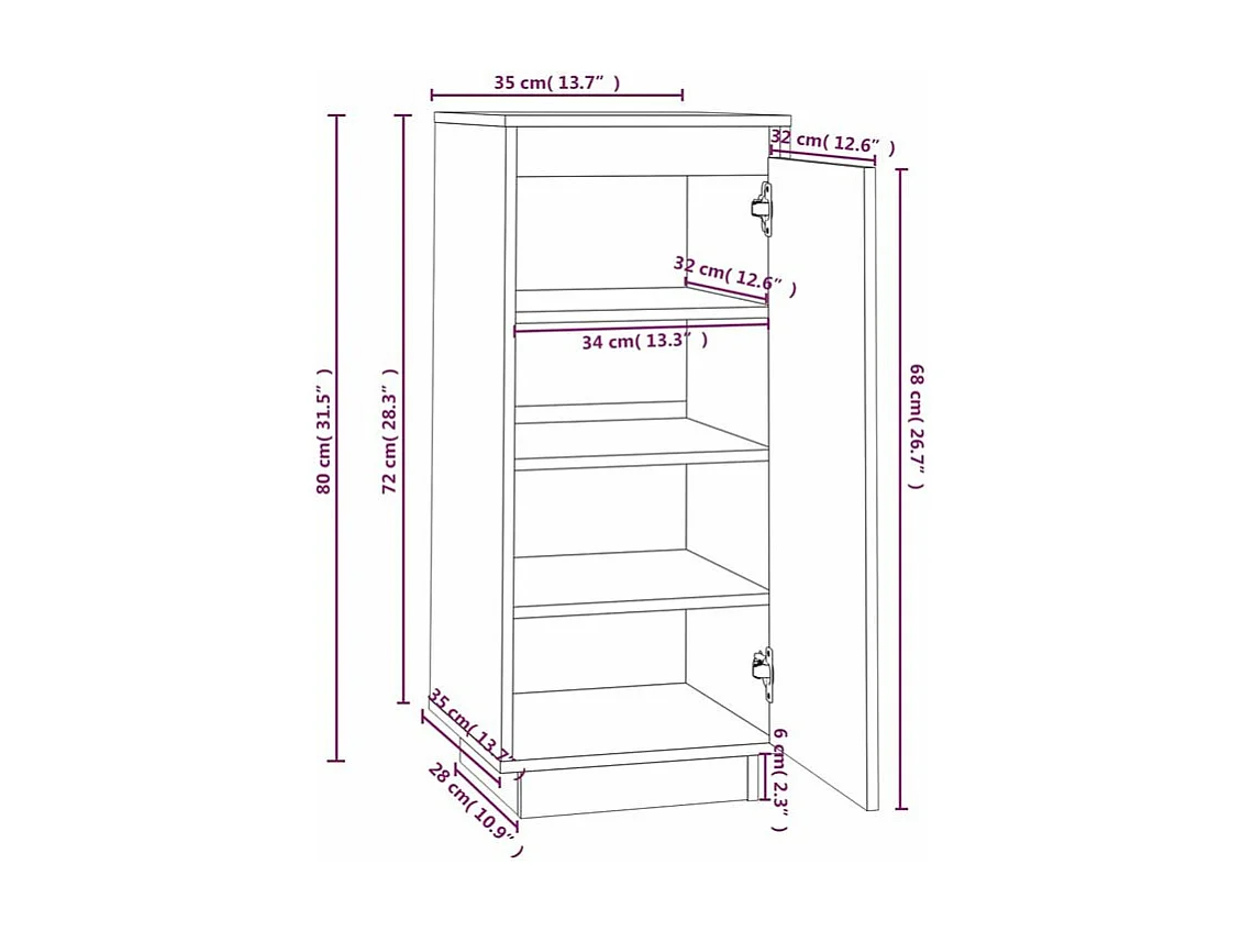 Armoire à chaussures 35x35x80 Bois de pin massif