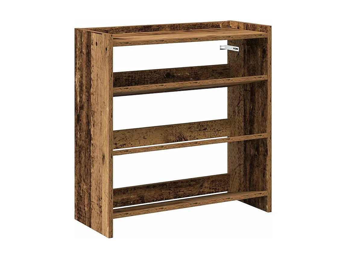 Étagère à chaussures en bois Manda L 60 x H 62cm - Rangement 3 niveaux-Couleur Marron clair