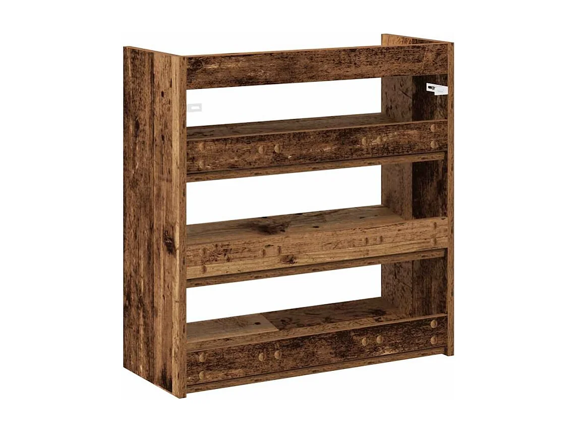 Étagère à chaussures en bois Manda L 60 x H 62cm - Rangement 3 niveaux-Couleur Marron clair