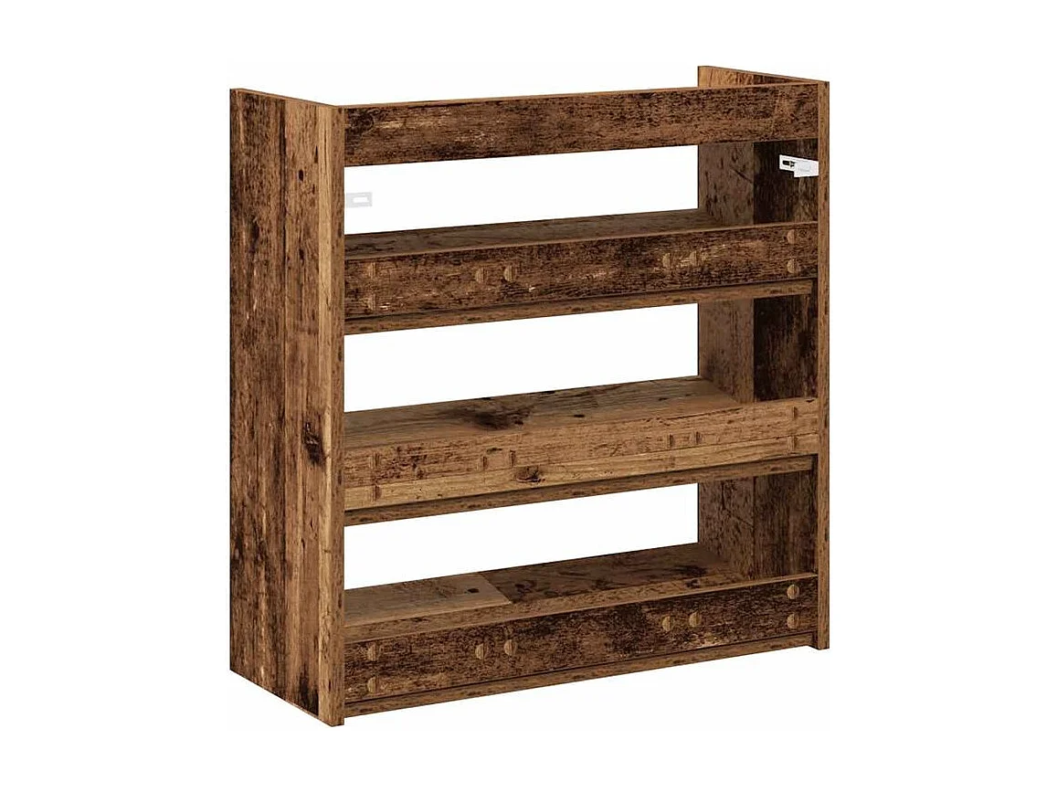 Étagère à chaussures en bois Manda L 60 x H 62cm - Rangement 3 niveaux-Couleur Marron clair